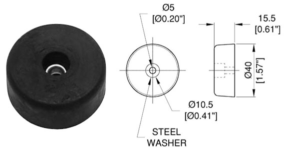 Nóżka gumowa/Large Rubber Foot with Steel Washer