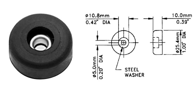 Nóżka gumowa/Large Rubber Foot with Steel Washer